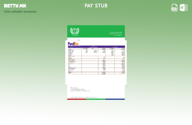 Модерен стил на САД Fedex транспортна компанија paystub шаблон